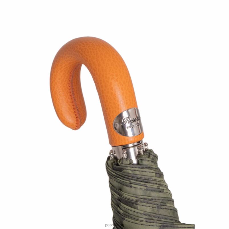 مظلة | 64 11780-254 ع - مظلة مموهة قابلة للطي بمقبض جلدي برتقالي PASOTTI Z446V183